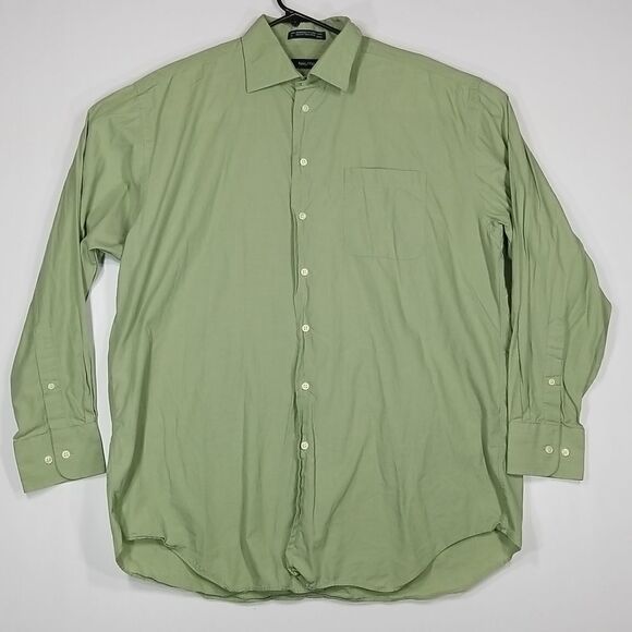 Nautica Shirt Men's 17 34/35 Button Up Regular Long Sleeve Olive Green Office - Picture 1 of 8